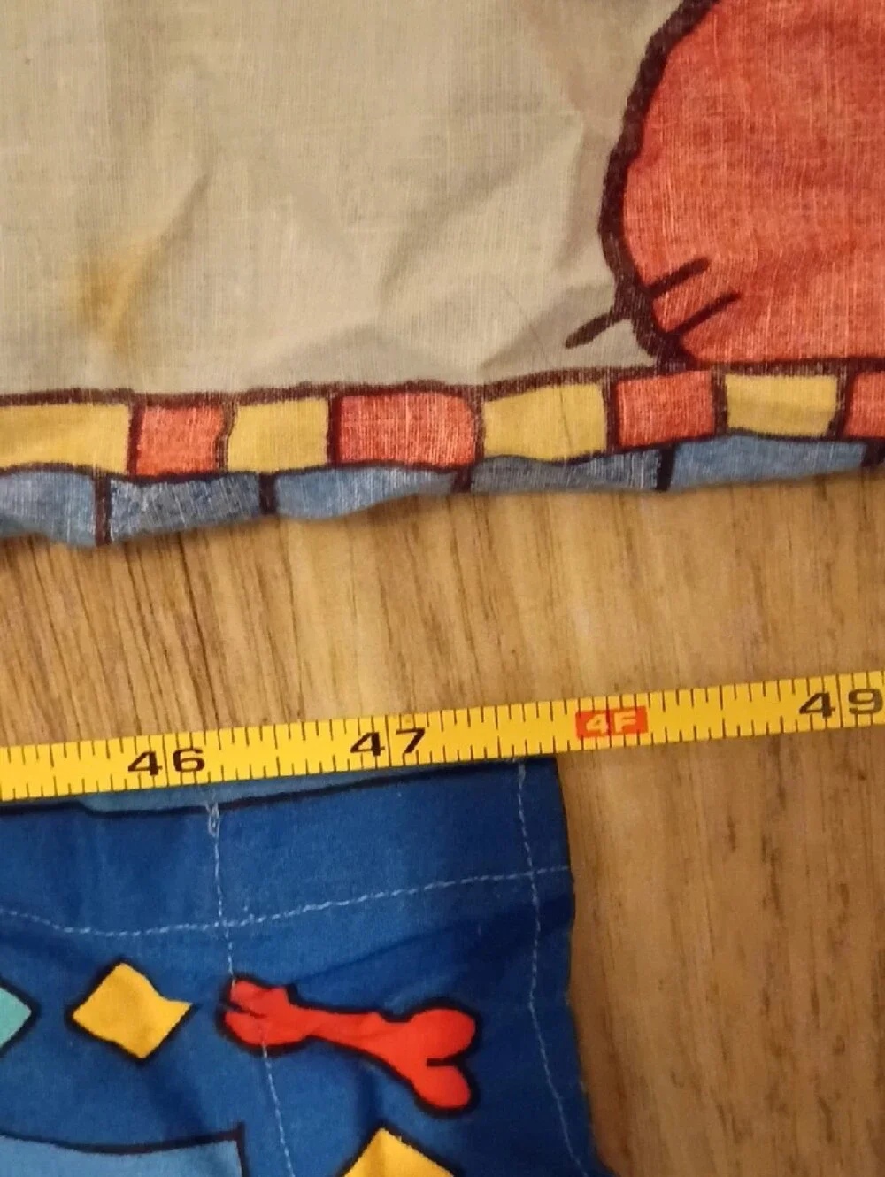 Children's Red Puppy Print Curtain Panel - Blue Background
